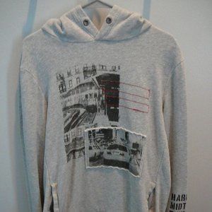 Aeropostale Gray Harlem Graphics Hooded Sweatshirt-Size Medium